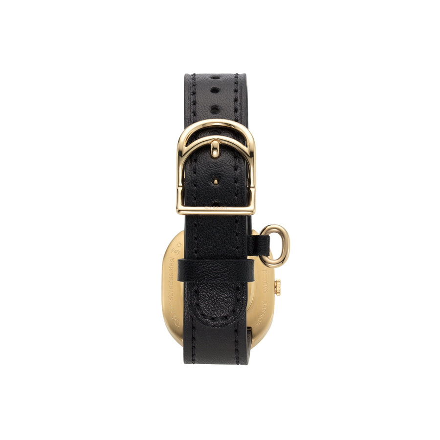 Back view of the cyssan watch showing the unioque curved buckle and embellished strap detail.