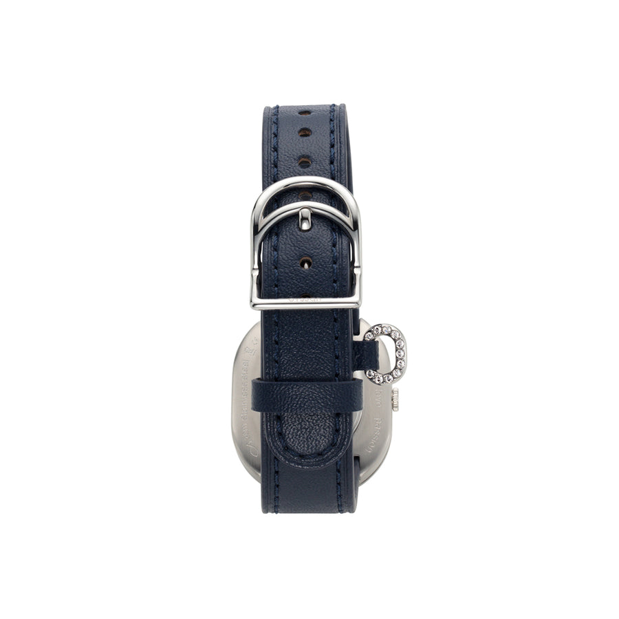 Back view of the cyssan watch showing the unique curved buckle and embellished strap detail.